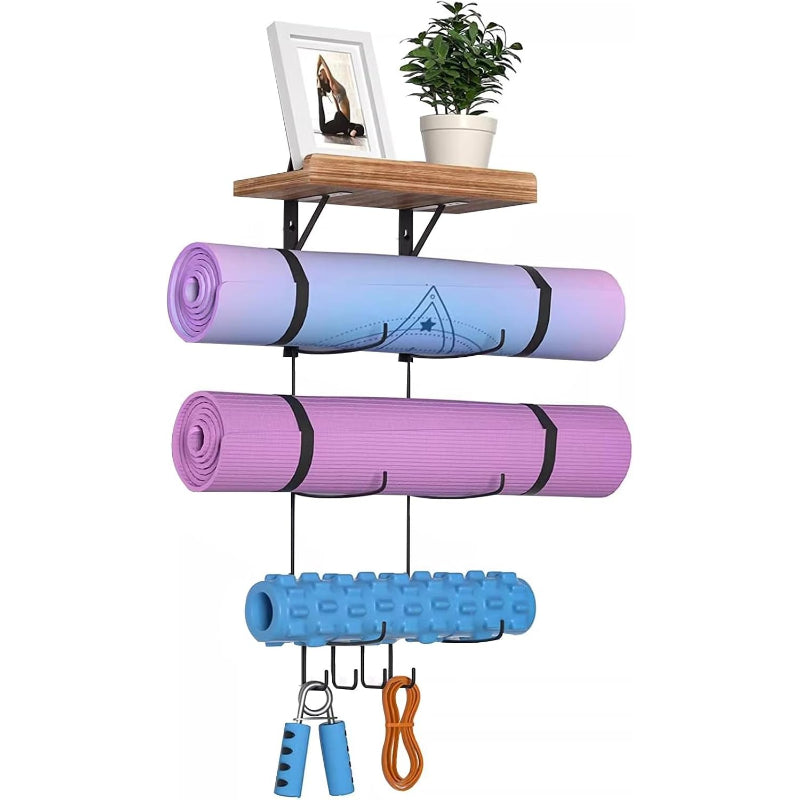 Wood Wall Mount Yoga Mat Rack