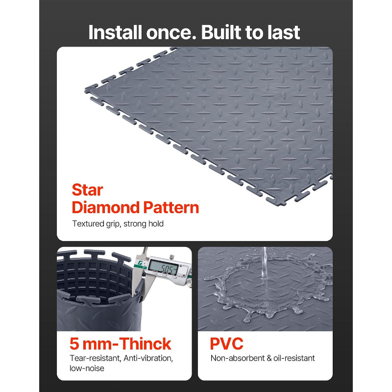 Graphite Gray Interlocking Garage Floor Tiles