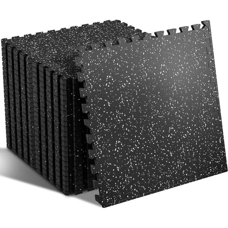 0.56'' Thick 96 Sq Ft Rubber Top Gym Flooring for Home Gym