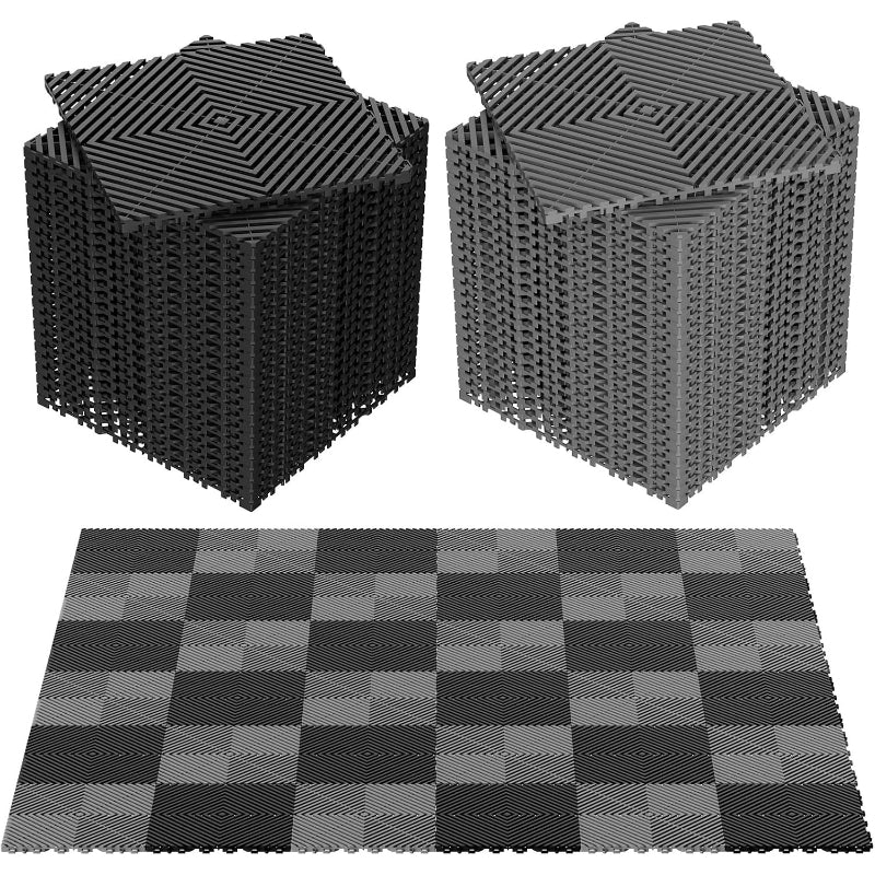 Interlocking Garage Floor Tiles Black Gray