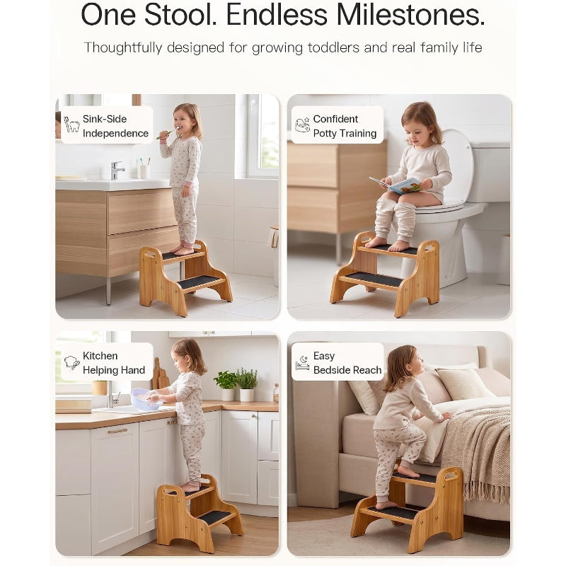 Natural Wooden Toddler Step Stool
