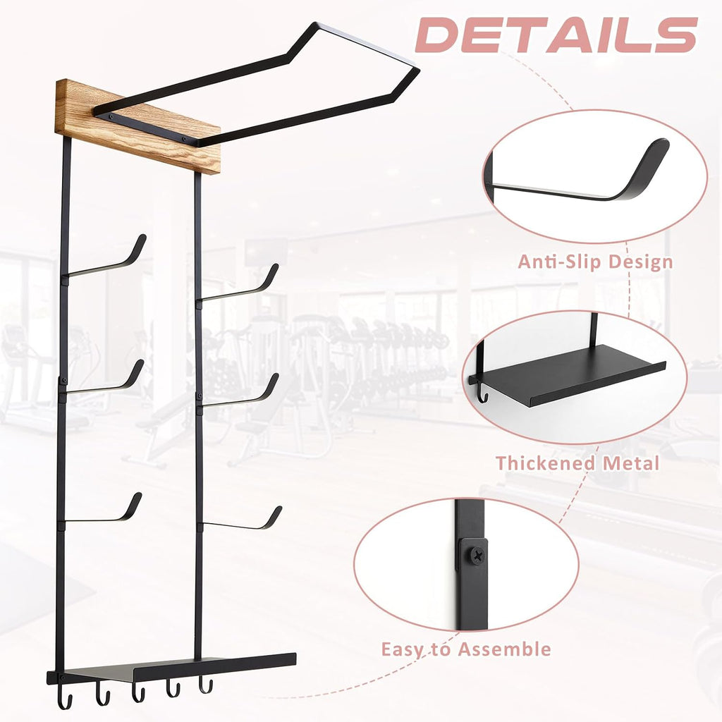 Wood Tone Yoga Mat Storage Rack