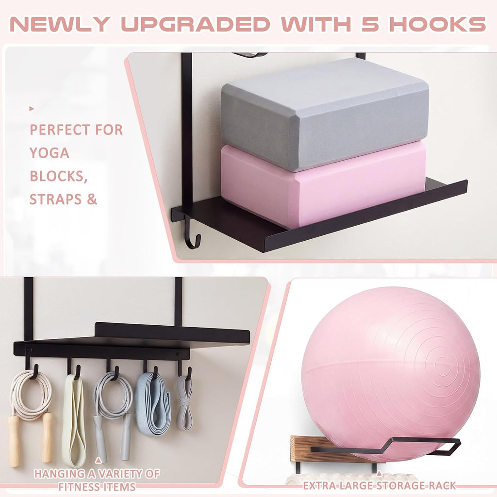 Wood Tone Yoga Mat Storage Rack