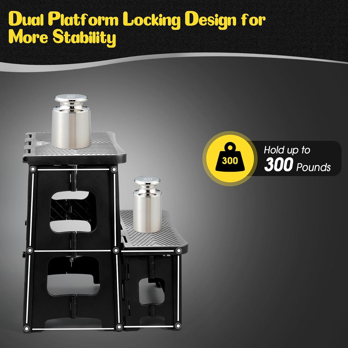 Black Plastic Foldable Step Stool