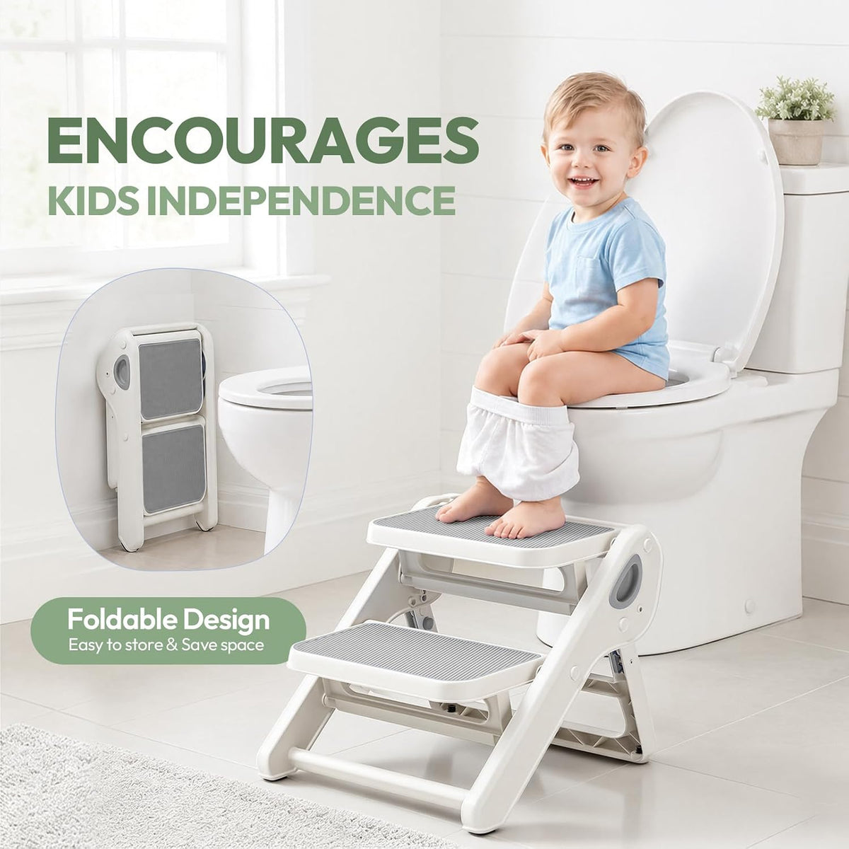 Grey Non-Slip Toddler Step Stool