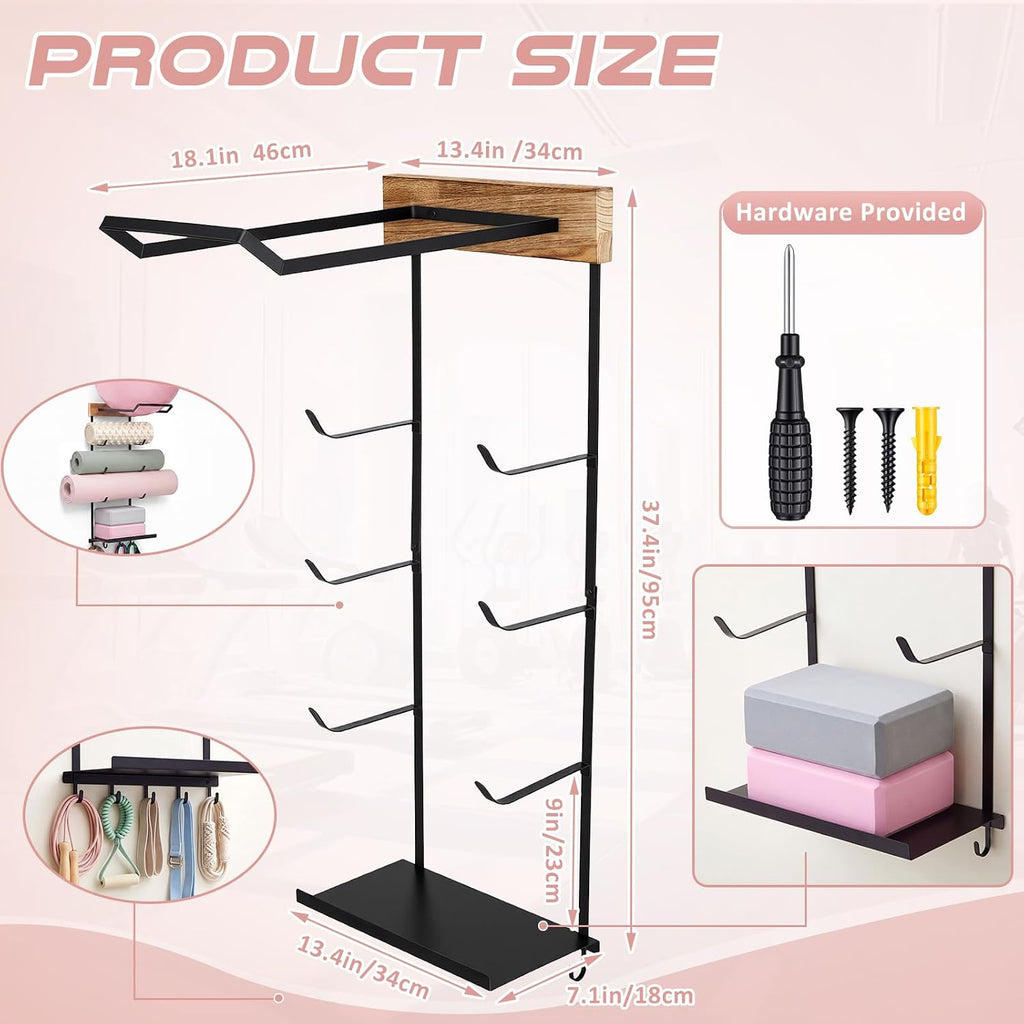 Wood Tone Yoga Mat Storage Rack