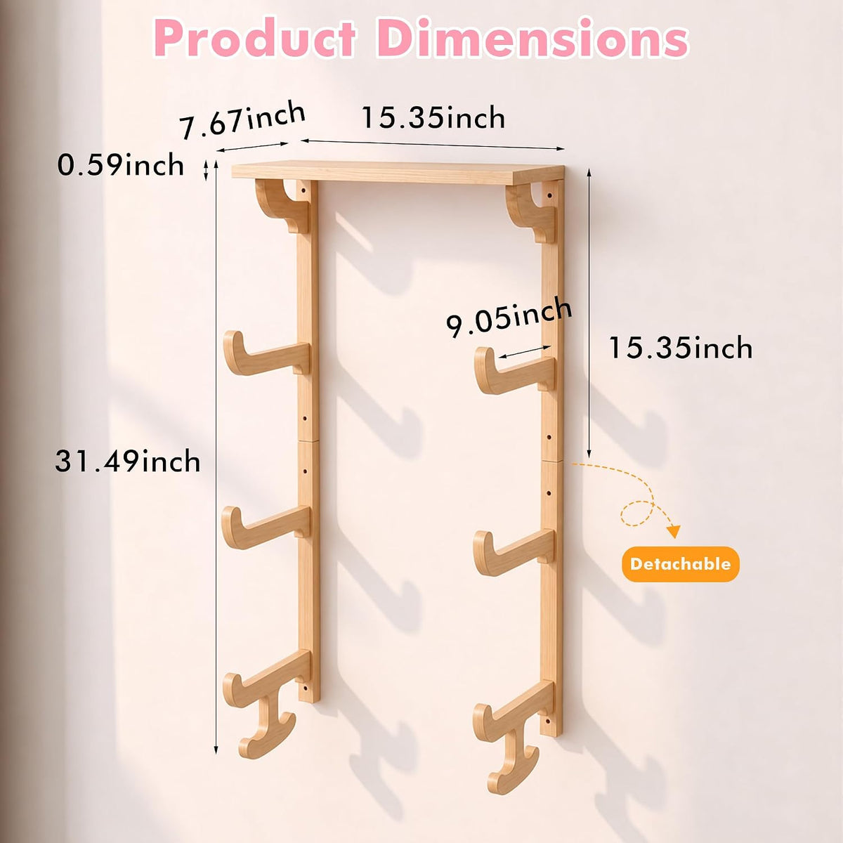 Wood Yoga Mat Wall Storage Rack