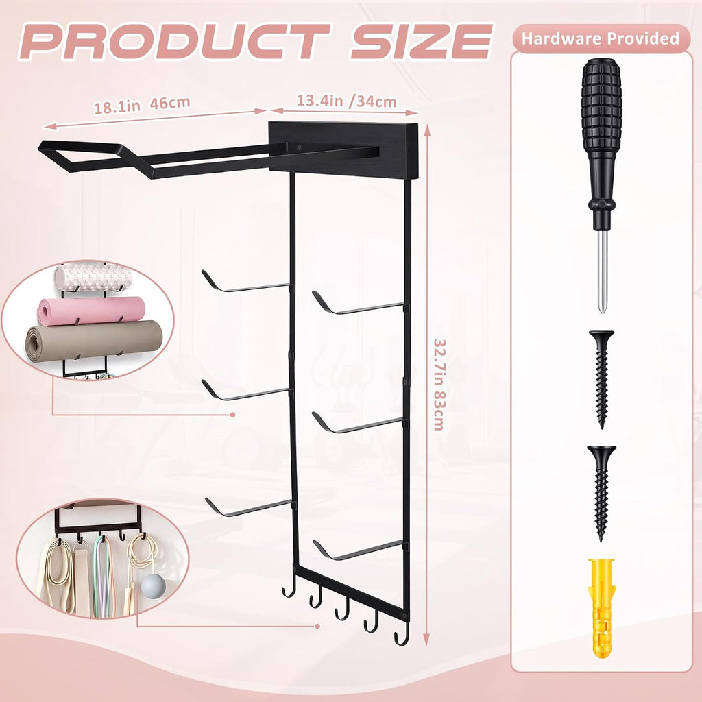 Wall Yoga Mat & Ball Storage Rack