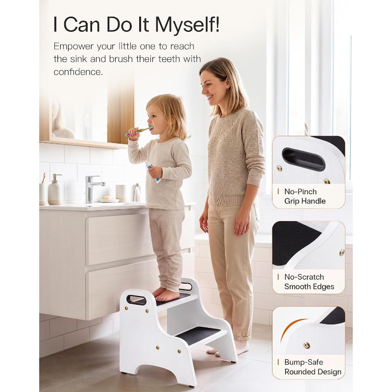 White Wooden 2 Step Stool