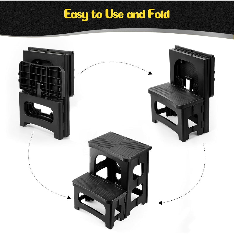 Black Plastic Foldable Step Stool
