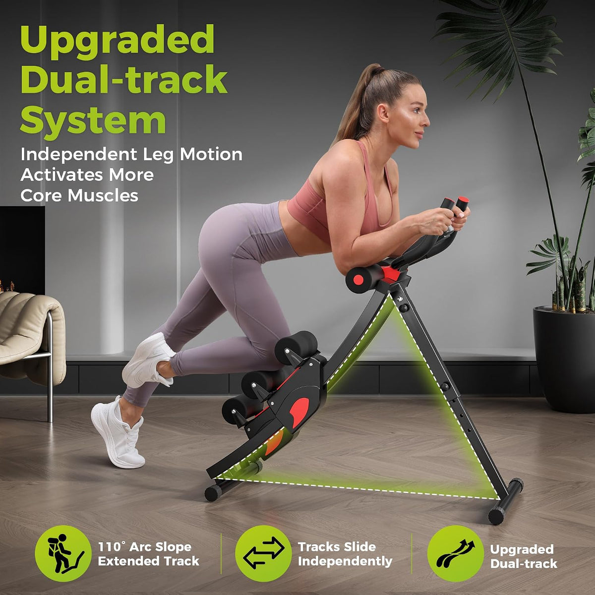 Foldable Dual Track Ab Trainer Machine
