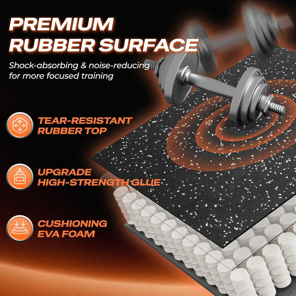 0.56'' Thick 96 Sq Ft Rubber Top Gym Flooring for Home Gym