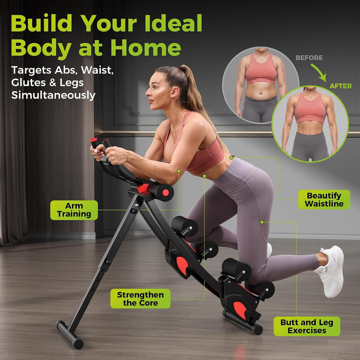 Foldable Dual Track Ab Trainer Machine