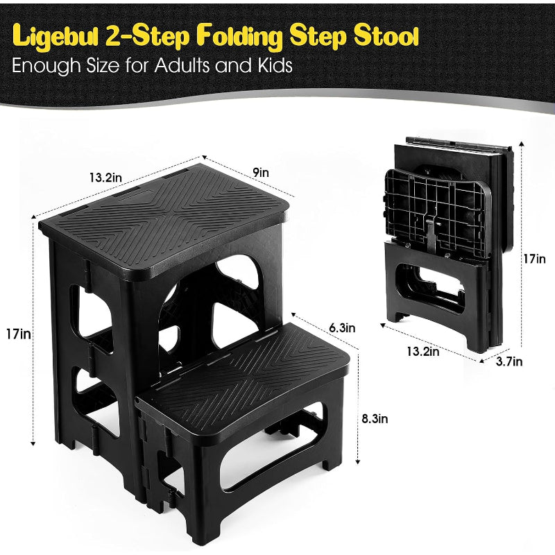 Black Plastic Foldable Step Stool