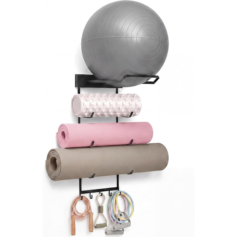 Wall Yoga Mat & Ball Storage Rack