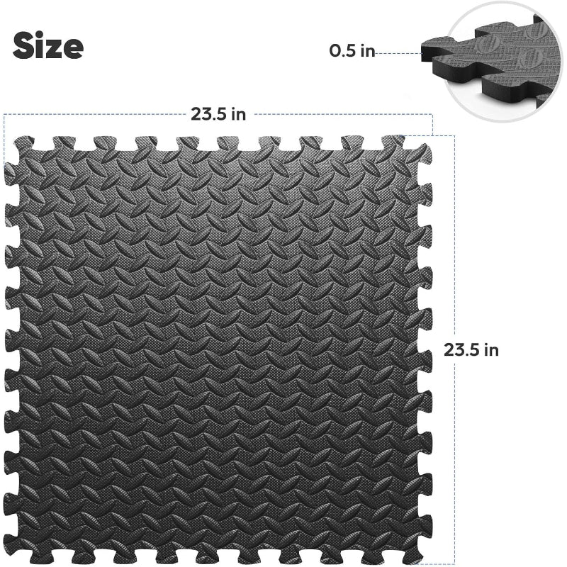 Black EVA Interlocking Gym Puzzle Mats