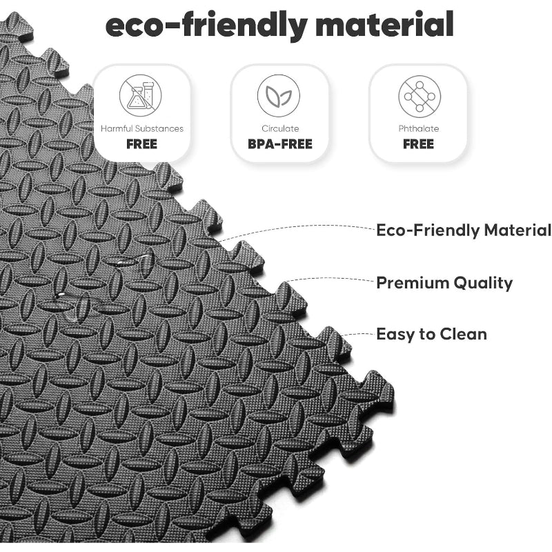 Black EVA Interlocking Gym Puzzle Mats