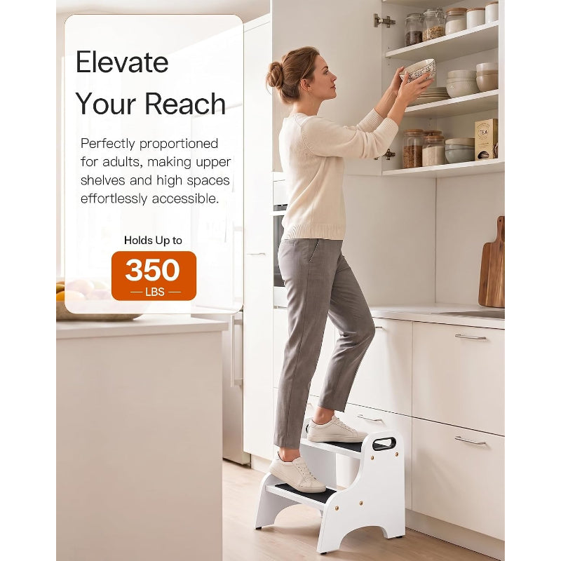 White Wooden 2 Step Stool