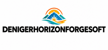 DENIGERHORIZONFORGESOFT logo with prominent black lettering and a colorful geometric emblem