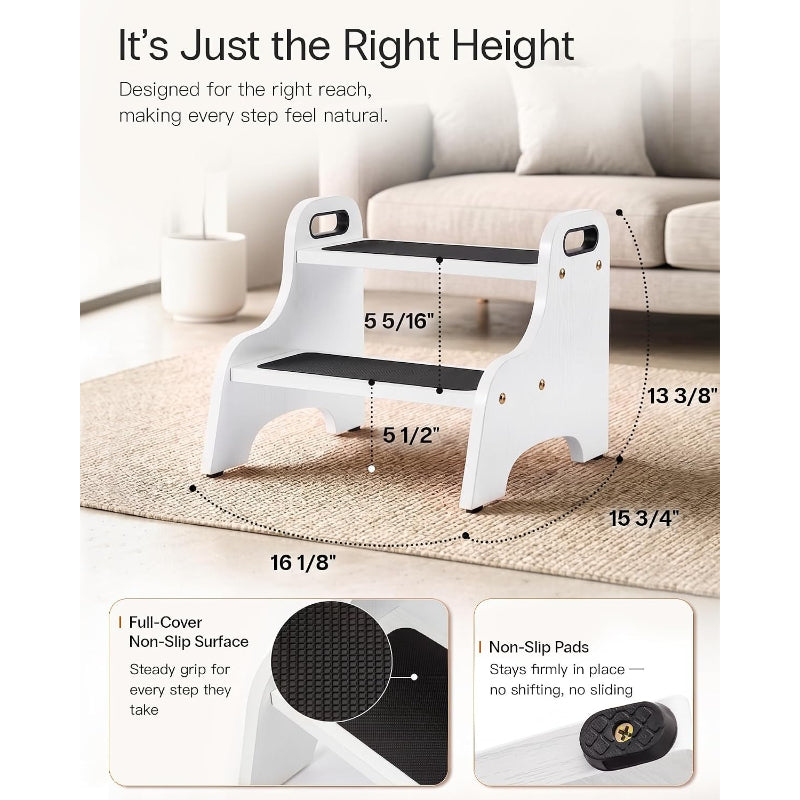 White Wooden 2 Step Stool