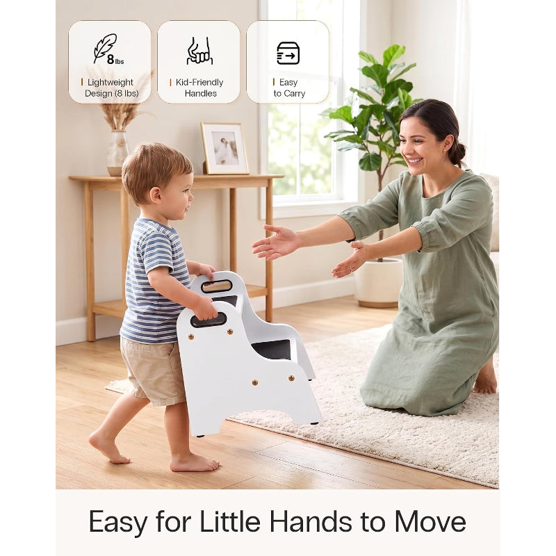 White Wooden 2 Step Stool
