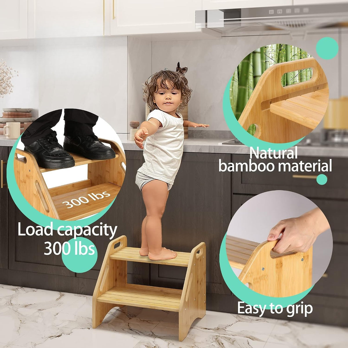 Bamboo Dual Height Toddler Step Stool